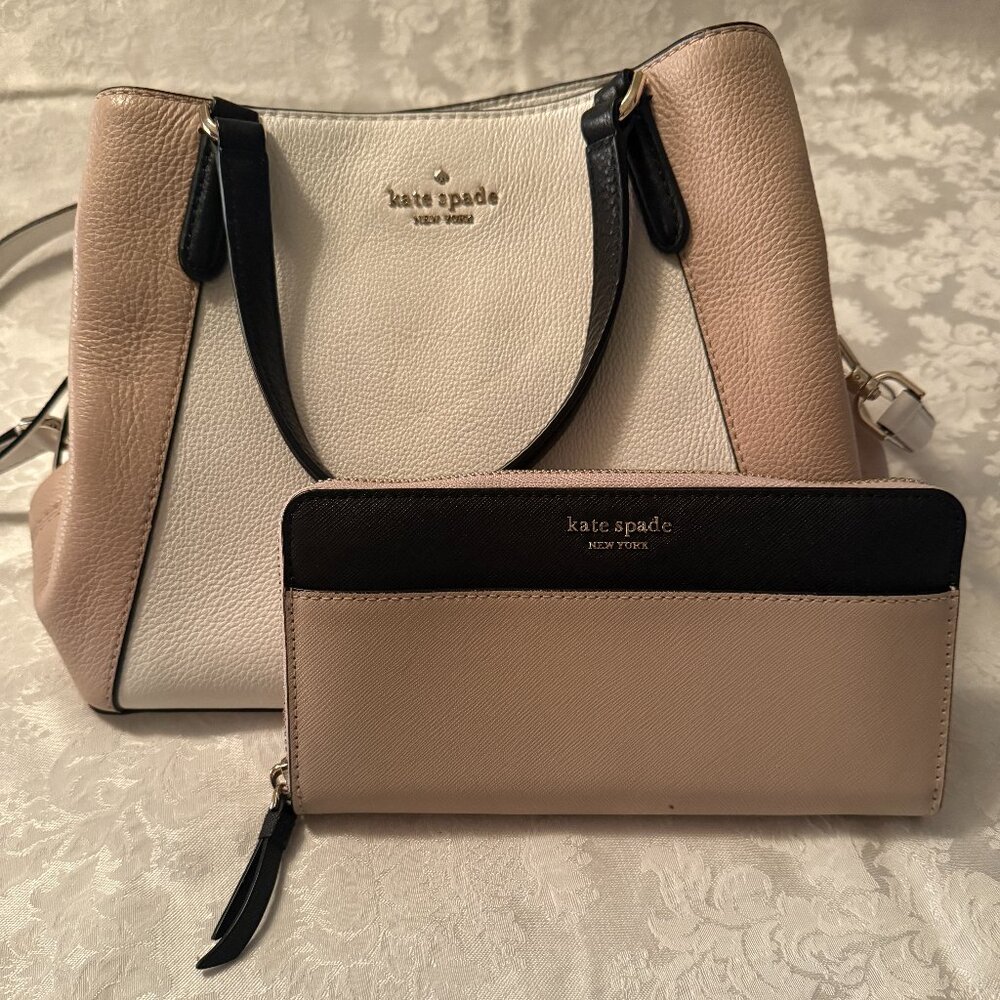 Kate Spade Jackson Triple Compartment Medium Satchel Crossbody w/Matching Wallet